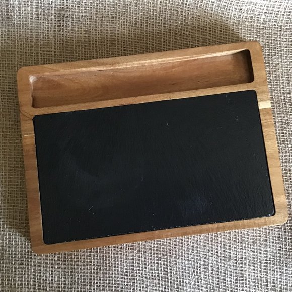 Cheese and Charcuterie Serving Board Tray Wood and Slate - Picture 1 of 5